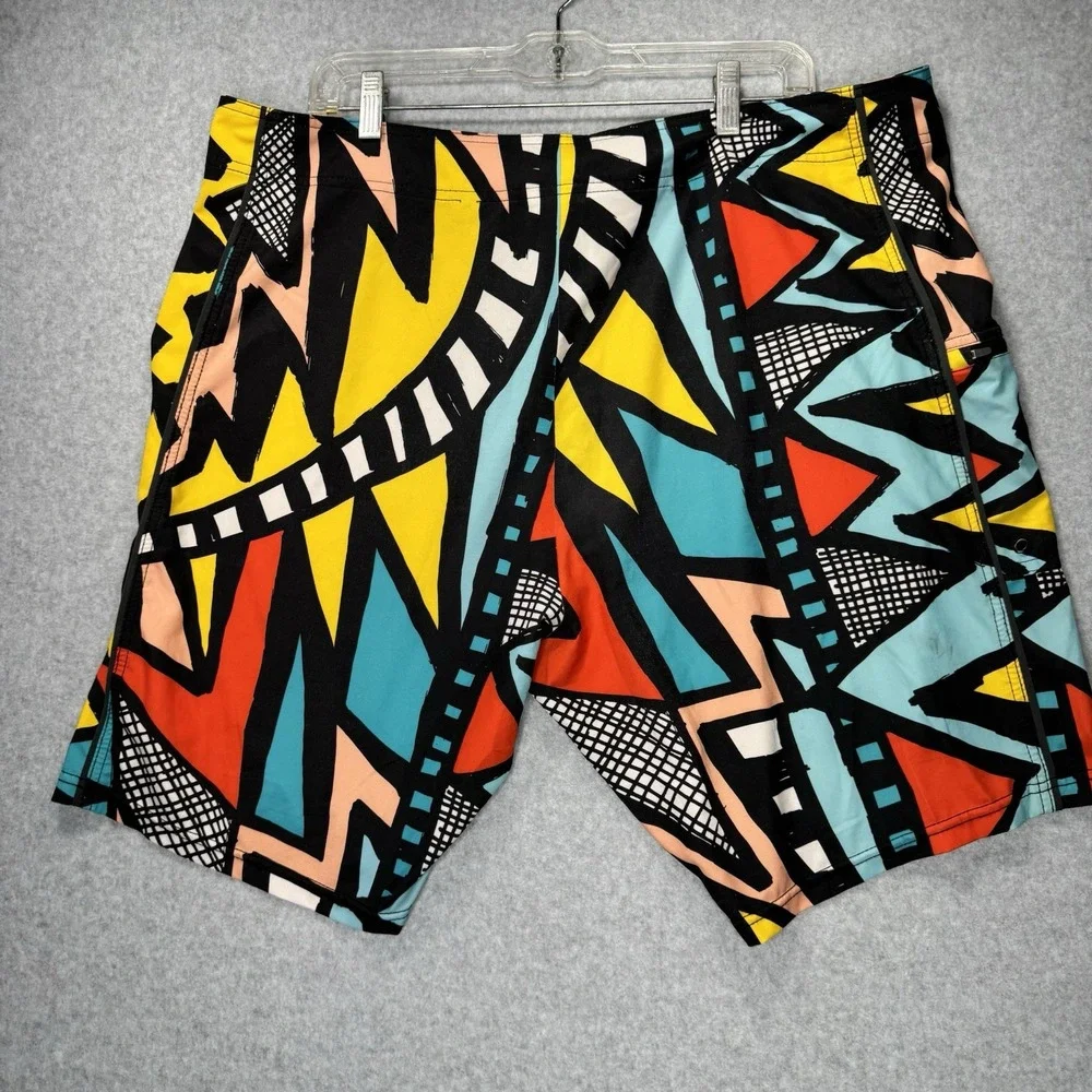 Nike 6.0 Boardshorts Size 38 Geometric Abstract Multicolor‎ Surf Swim Drawstring